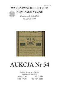 Katalog aukcji WCN nr 54 8.06.2013, katalog ma 1