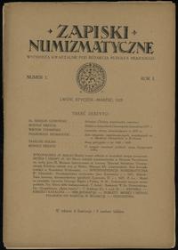 Zapiski Numizmatyczne nr I, rok I, Lwów 1925, 38
