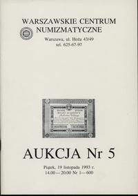 literatura numizmatyczna, Katalog 5 aukcji WCN, 19.11.1993