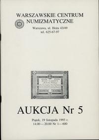 literatura numizmatyczna, Katalog 5. aukcji WCN, 19.11.1993