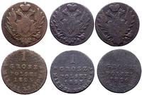 1 grosz z miedzi krajowej 1823, 1824 i 1825, raz