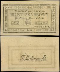 4 złote polskie 4.09.1794, seria 1-B, bez numera