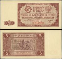 5 złotych 1.07.1948, seria AD, numeracja 9455901