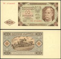 10 złotych 1.07.1948, seria BE, numeracja 373690