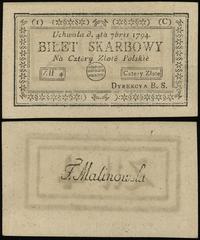 4 złote polskie 4.09.1794, seria 1-C, odmiana z 