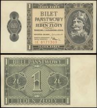 1 złoty 1.10.1938, seria IK, numeracja 8171303, 