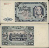 20 złotych 1.07.1948, seria B, numeracja 7458161