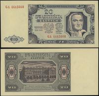 20 złotych 1.07.1948, seria GA, numeracja 444566