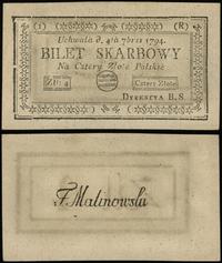 4 złote polskie 4.09.1794, seria 1-R, malutka dz