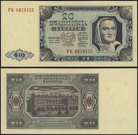 20 złotych 1.07.1948, seria FK, numeracja 681955