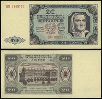 20 złotych 1.07.1948, seria HM, numeracja 090075