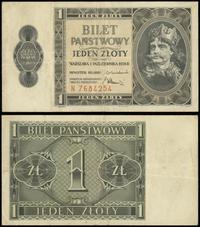 1 złoty 1.10.1938, seria N, numeracja 7684254, k