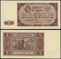 5 złotych 1.07.1948, seria B, numeracja 9801680,