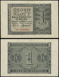 1 złoty 1.08.1941, seria AD, numeracja 3045351, 