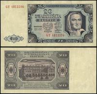 20 złotych 1.07.1948, seria GY, numeracja 481359
