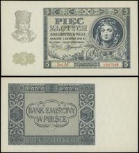5 złotych 1.08.1941, seria AF, numeracja 1307598