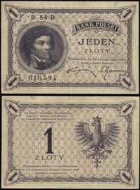1 złoty 28.02.1919, seria 54 D, numeracja 016594