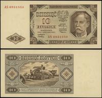 10 złotych 1.07.1948, seria AS, numeracja 093188