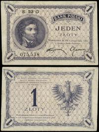 1 złoty 28.02.1919, seria 23 G, numeracja 075538