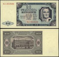 20 złotych 1.07.1948, seria KA, numeracja 281038