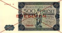 500 złotych 15.07.1947, SPECIMEN, seria X 789000