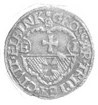 trojak 1537, Elbląg, Aw: Napis, Rw: Herb Elbląga