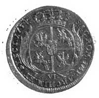 szóstak 1754, Lipsk, Aw: Popiersie i napis, Rw: Tarcza herbowa pod koroną i napis, Kop. 328.II.2.,..
