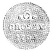szóstak 1794, Warszawa, Aw: Tarcza herbowa pod koroną, Rw: Nominał, Kop. 393.II.1., Cz. 3372.