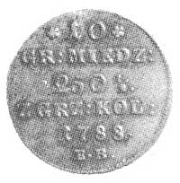 dziesięć groszy 1788, Warszawa, Aw: Tarcza herbowa pod koroną, Rw: Napis, Kop. 394.I.2., Cz. 3304.