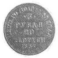 3 ruble = 20 złotych 1837, Petersburg, Aw: Orzeł