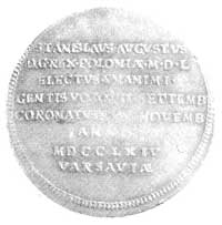 żeton koronacyjny Stanisława Augusta Poniatowskiego 1764, Cz. 3031. (srebro).