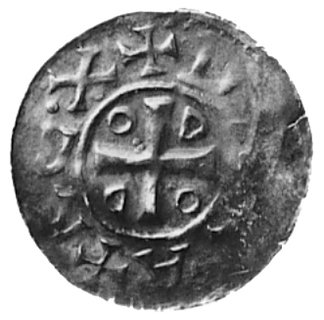 król Otto III i Adelajda, denar, Aw: Krzyż równoramienny