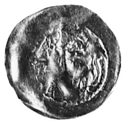 denar, Aw: Rycerz na koniu, Rw: Walka rycerza z lwem, Str.44b, Gum.232, 0.33 g., bardzo rzadki denar opisywanydawniej jako moneta Władysława Laskonogiego