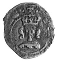 denar, Kraków, Aw: Orzeł, w otoku napis, Rw: Głowa w koronie, w otoku napis, Kop.27.1,VIII -rr-, Gum.354