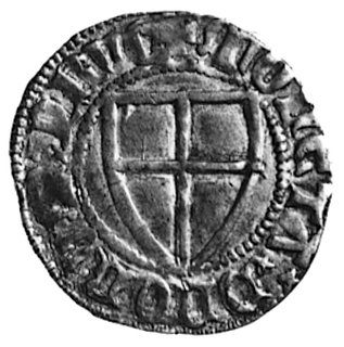Konrad III von Jungingen (1393-1407), szeląg, Aw: Tarcza Wielkiego Mistrza, w otoku napis, Rw: Krzyż w tarczy,w otoku napis, Vos.383, ładny czytelny egzemplarz