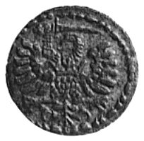 denar 1594, Gdańsk, Aw: Orzeł Prus Królewskich, Rw: Herb Gdańska, Gum.1368, Kurp.2204 R2
