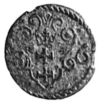 denar 1596, Gdańsk, Aw: Orzeł Prus Królewskich, 