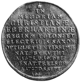 talar 1727, Drezno, Aw: Napis, Rw: Cyprys i napis, Dav.2661, Merseb.1658, moneta wybita z okazji śmierci królowejKrystyny Eberhardyny