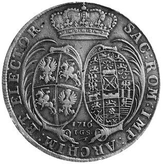 talar 1716, Drezno, Aw: Popiersie i napis, Rw: Tarcze herbowe i napis, Dav.2653, Merseb.1507