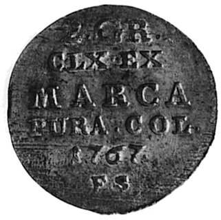 2 grosze srebrne 1767, Warszawa, j.w., Plage 245, moneta rzadka w tym stanie zachowania, drobne niedobicia