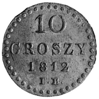 10 groszy 1812, Warszawa, Aw: Tarcza herbowa i napis, Rw: Napis, Plage 102, bardzo dobry stan zachowania