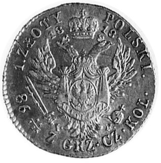 1 złoty 1818, Warszawa, Aw: Głowa i napis, Rw: Orzeł i napis, Plage 62