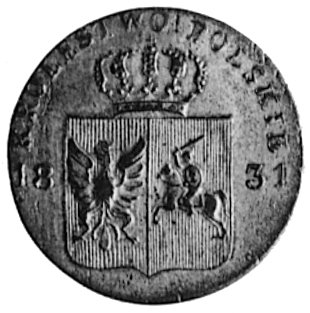 10 groszy 1831, Warszawa, Aw: Tarcza herbowa i napis, Rw: Nominał w wieńcu, Plage 279