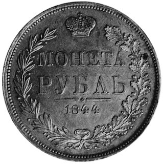 rubel 1844, Warszawa, Aw: Orzeł carski, Rw: Nominał w wieńcu, Plage 433, ładna patyna