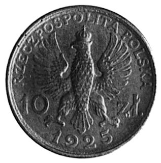 10 złotych 1925, Głowy Kobiety i Mężczyzny, brąz, wybito 100 sztuk, 3.41 g.