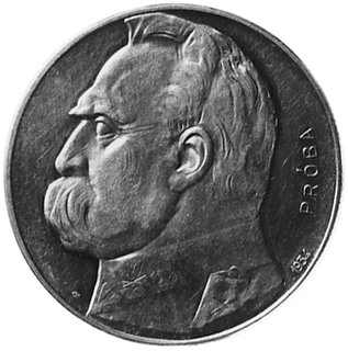 10 złotych 1934, Piłsudski i Orzeł Strzelecki, na awersie napis: PRÓBA, srebro, wybito 100 sztuk, 21.99 g.