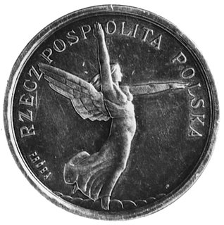 5 złotych 1927, Nike, na awersie napis: PRÓBA, srebro , wybito 81 sztuk, 18.41 g., minimalne rysy w tle monety