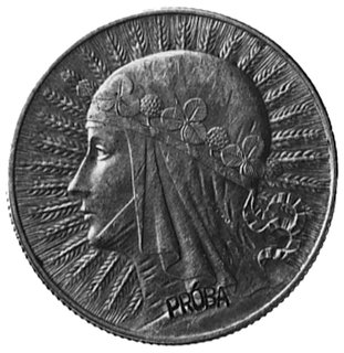5 złotych 1932, Warszawa, na awersie napis wklęsły: PRÓBA, srebro 11.05 g., nakład nieznany