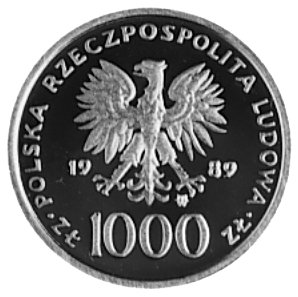 1.000 złotych 1989, Warszawa- Jan Paweł II, wybito 1.000 sztuk, złoto 3.1 g.