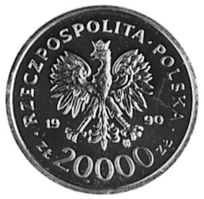 20.000 złotych 1990, Warszawa- 10-lecie Solidarności, wybito 1004 sztuki, złoto 3.1 g.